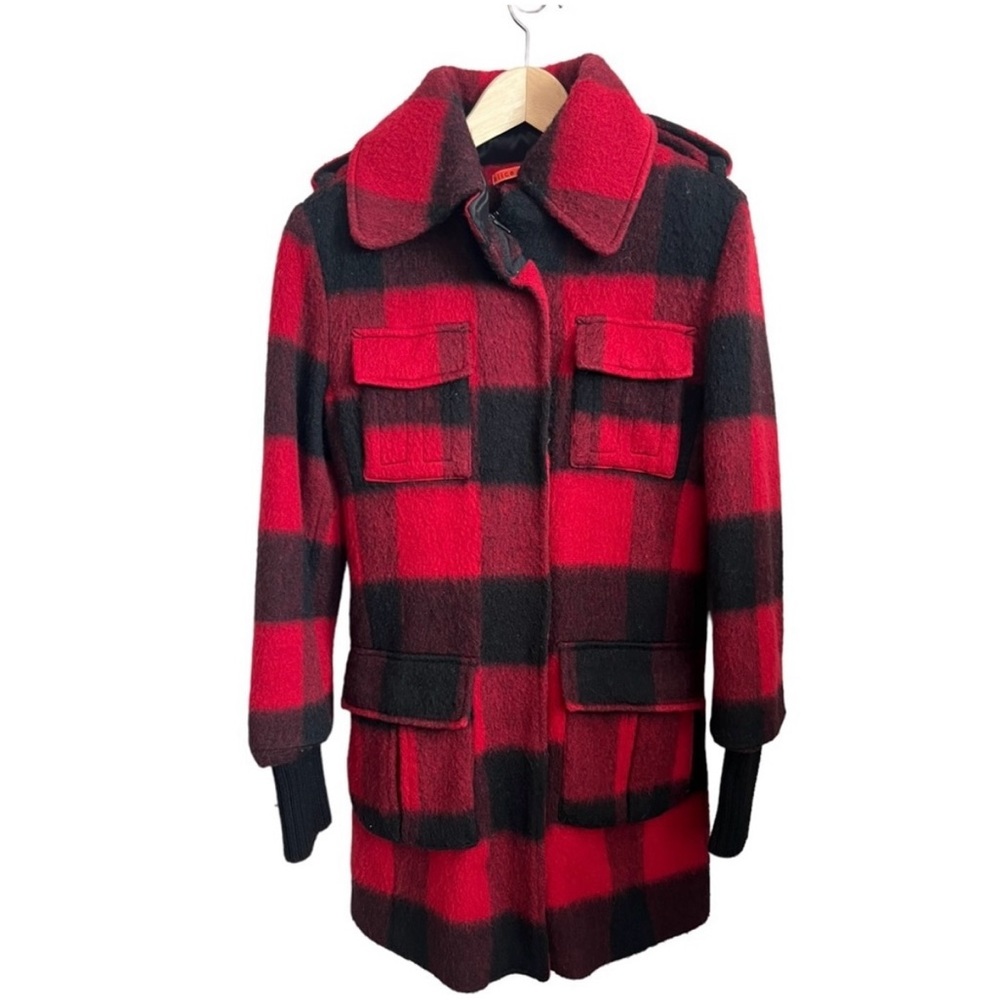 ALICE + Olivia Buffalo Plaid Wool Blend Winter Cabincore Coat Size Medium.